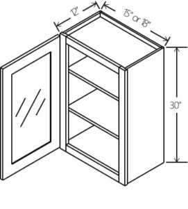 Wall Cabinet Single Glass Door 12″W x 12″H x 12″D