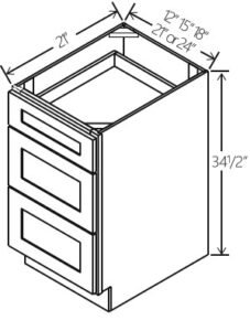 Vanity Drawer Base Cabinet 12″W x 34 1/2″H x 24″D