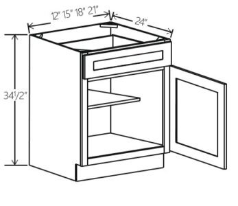 Base Cabinet Single Door 12″W x 34 1/2″H x 24″D