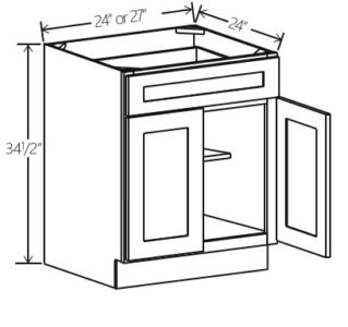 Base Cabinet Double Doors 24″W x 34 1/2″H x 24″D