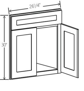 Corner Sink Base Front 26 1/2″W x 30″H x  1/2″D