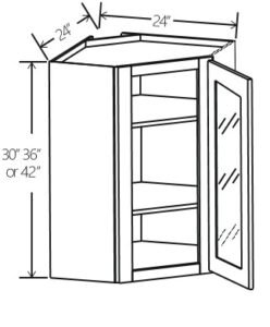 Diagonal Corner Wall Glass Door 24″W x 30″H x 12″D