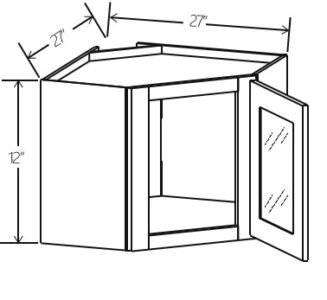Diagonal Corner Wall Single Glass Door 27″W x 12″H x 15″D