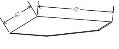 Corner Sink Base Floor 42″W x  1/2″H x 42″D