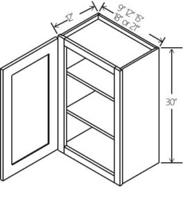 Wall Cabinet Double Doors 9″W x 30″H x 12″D