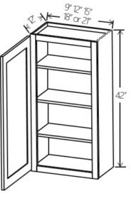 Wall Cabinet Single Door 9″W x 42″H x 12″D