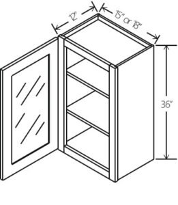 Wall Cabinet Single Glass Door 15″W x 36″H x 12″D