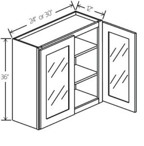 Wall Cabinet Double Glass Doors 24″W x 36″H x 12″D