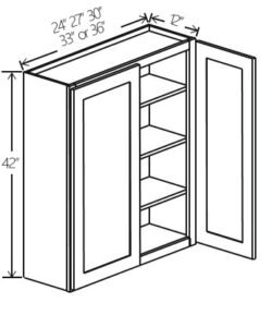 Wall Cabinet Double Doors 24″W x 42″H x 12″D