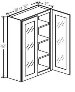 Wall Cabinet Double Glass Door 24″W x 42″H x 12″D