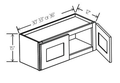 Wall Cabinet Double Doors 30″W x 15″H x 12″D