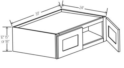 Refrigerator Wall Cabinet Double doors 33″W x 12″H x 24″D