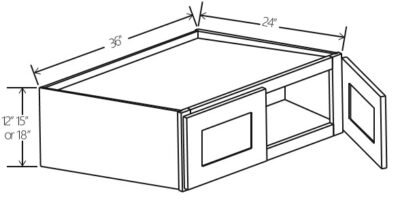 Refrigerator Wall Cabinet Double doors 36″W x 12″H x 24″D