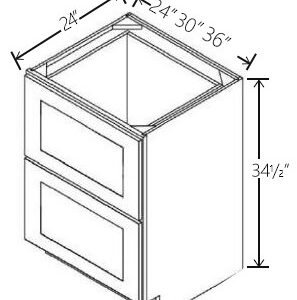 Gray Shaker Two Drawer Base | 24"-36"W x 34 1/2"H x 24"D