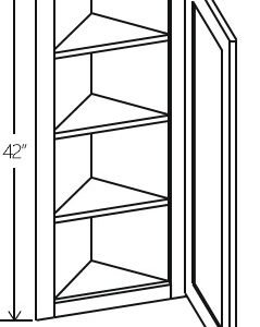 Gray Shaker Angle Wall Cabinet-3 adjustable shelves 12"W x 42"H x 12"D