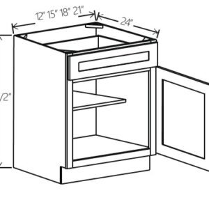 Gray Shaker Base Cabinet Single Door | 12"-21"W x 34 1/2"H x 24"D