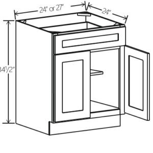 Gray Shaker Base Cabinet Double Doors | 24"-27"W x 34 1/2"H x 24"D
