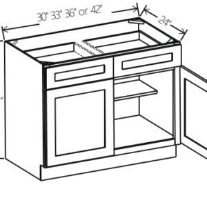 Gray Shaker Base Cabinet Double Doors | 30"-42"W x 34 1/2"H x 24"D