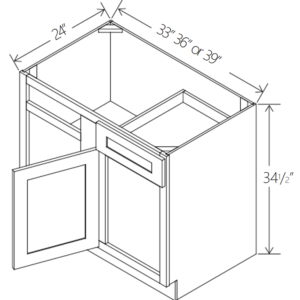 Gray Shaker Blind Corner Base Cabinet | 36"-42"W x 34 1/2"H x 24"D