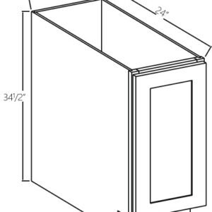 Gray Shaker Base Cabinet Full Height Single Door | 12"-21"W x 34 1/2"H x 24"D