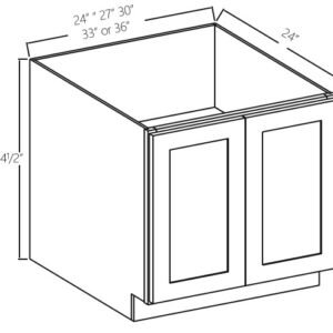 Gray Shaker Base Cabinet Full Height Double Door | 24"-36"W x 34 1/2"H x 24"D