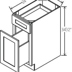 Slim White OakVanity Base Waste Basket Cabinet | 18"W x 34 1/2"H x 24"D