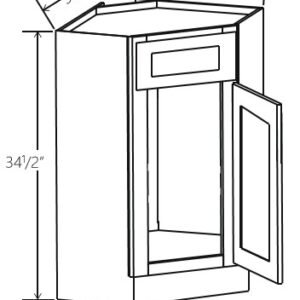 Slim White OakVanity Corner Sink Base Cabinet | 36"W x 34 1/2"H x 24"D