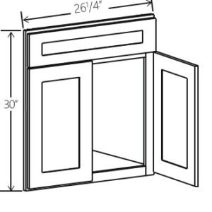 Gray  Shaker Corner Sink Base Front | 26 1/2"W x 30"H x 1/2"D