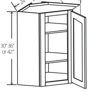 Slim White OakVanity Diagonal Corner Wall Single Door | 24"W x 30"H x 12"D