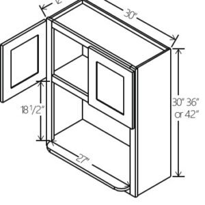 Slim White OakVanity Microwave Wall Cabinet | 30"W x 30"H x 12"D