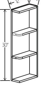 Slim White OakVanity Open End Shelf 6"W x 30"H x 12"D