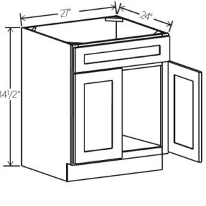 Gray Shaker Sink Base | 27"W x 34 1/2"H x 24"D