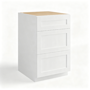White Shaker Three Drawer Base | 12"-36"W x 34 1/2"H x 24"D