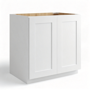 White Shaker Base Cabinet Full Height Double Door | 24"-36"W x 34 1/2"H x 24"D