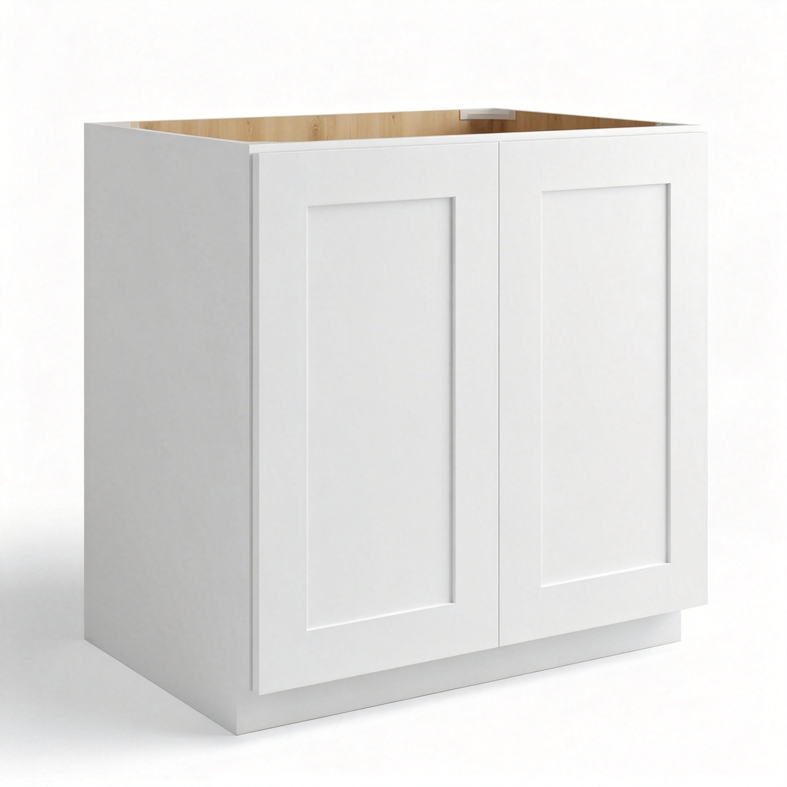 White Shaker Base Cabinet Full Height Double Door | 24"-36"W x 34 1/2"H x 24"D
