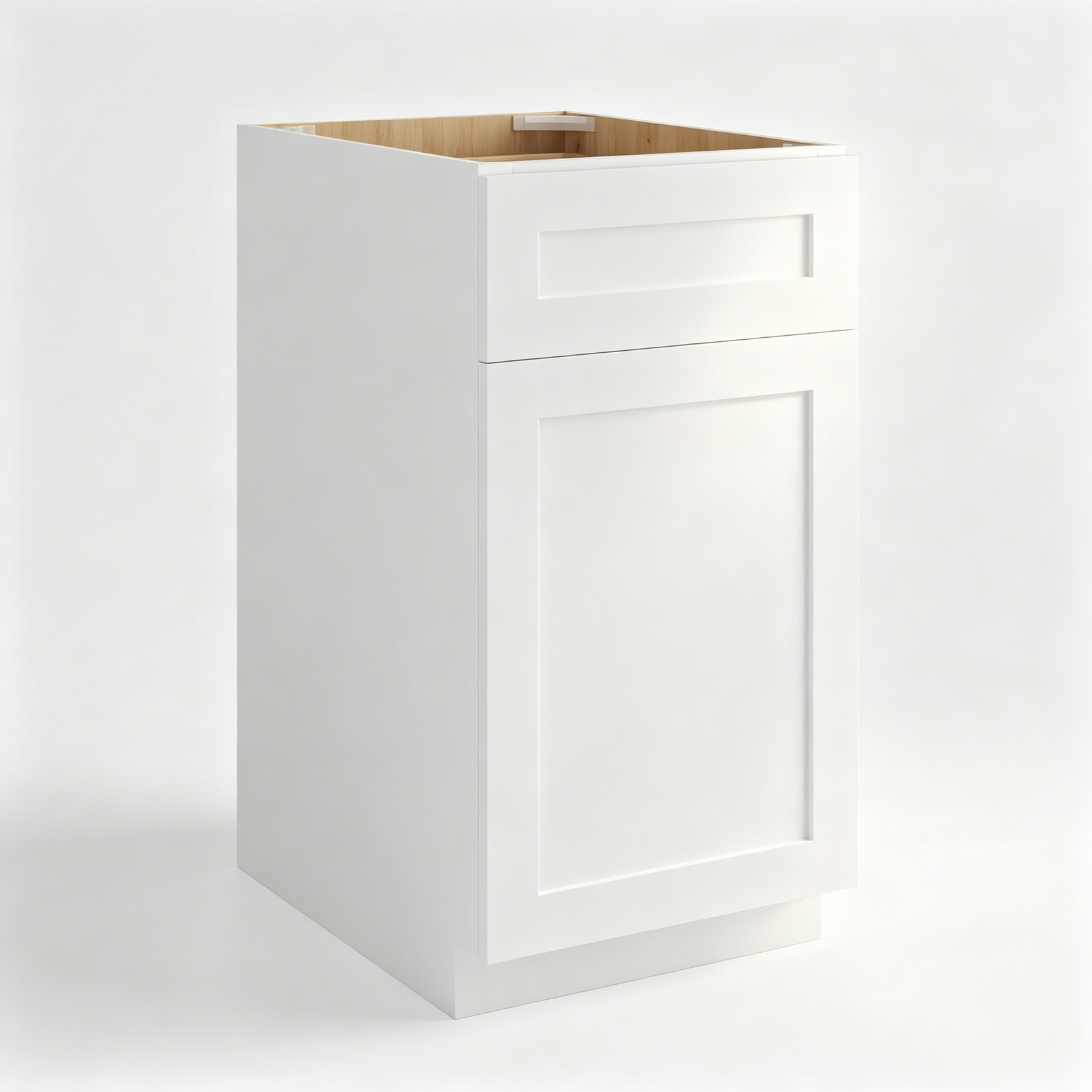 White Shaker Base Waste Basket Cabinet | 18"W x 34 1/2"H x 24"D