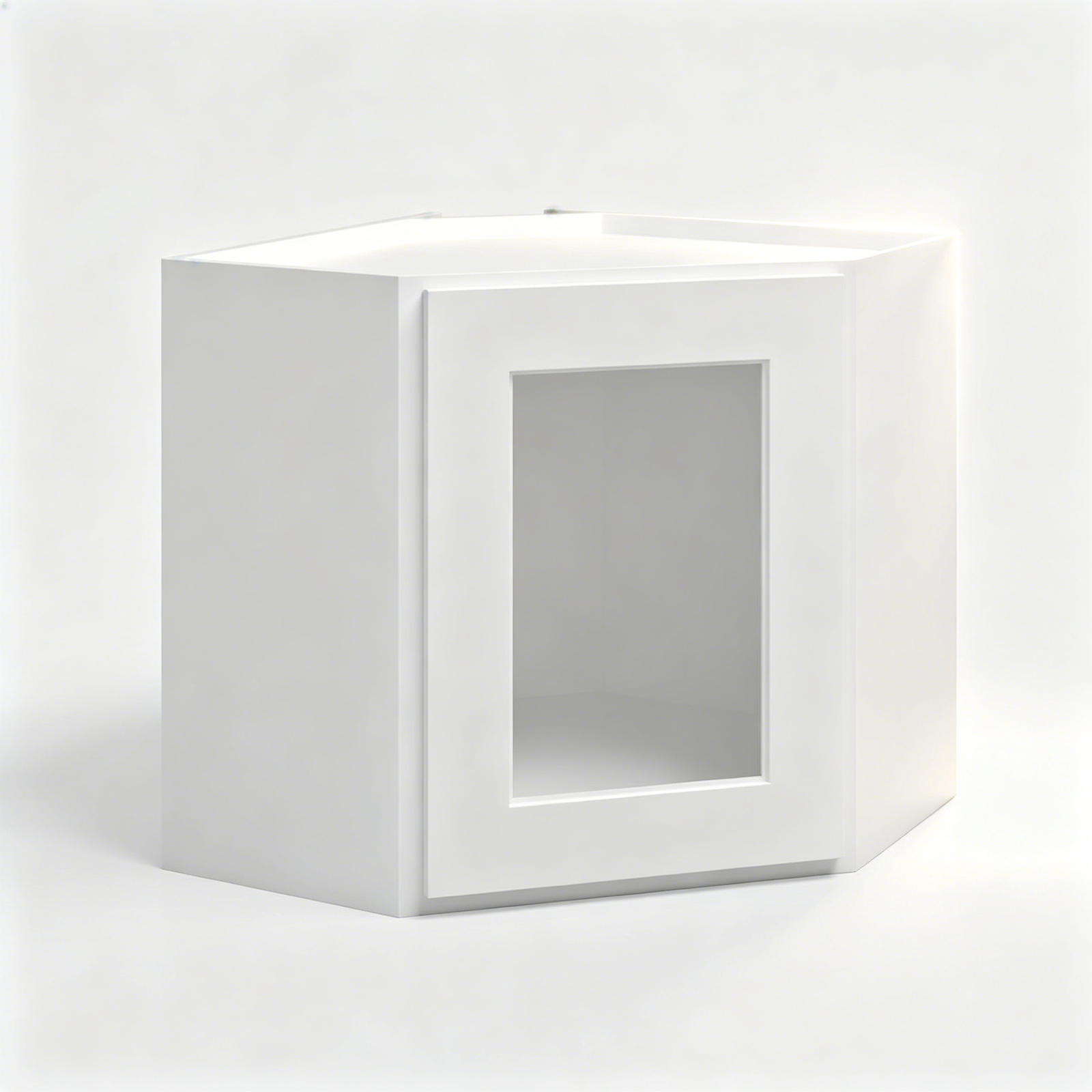 White Shaker Diagonal Corner Wall Glass Door