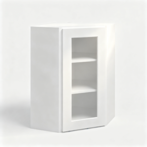 White Shaker Diagonal Corner Wall Glass Door