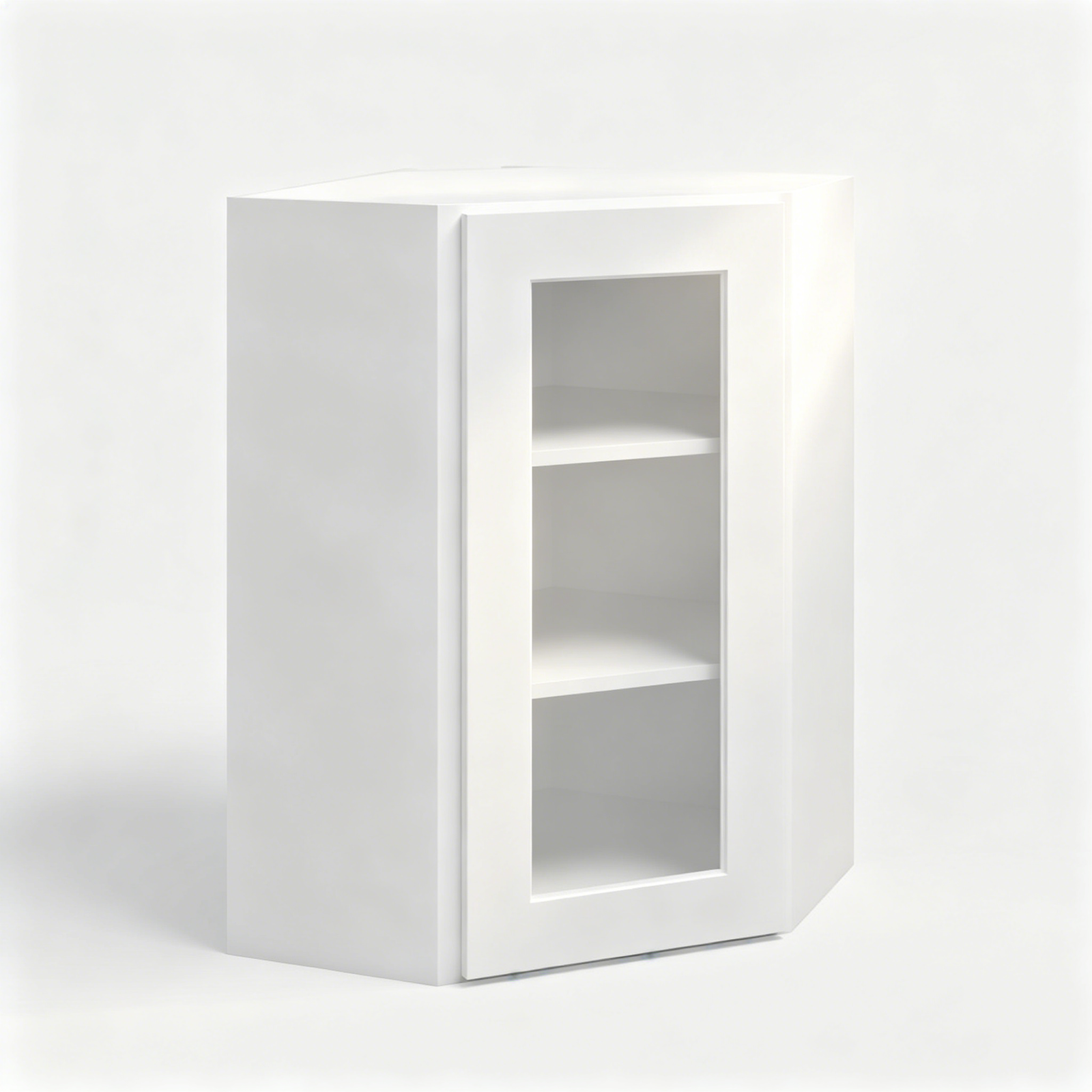White Shaker Diagonal Corner Wall Glass Door
