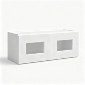 White Shaker Wall Cabinet Double Glass Doors