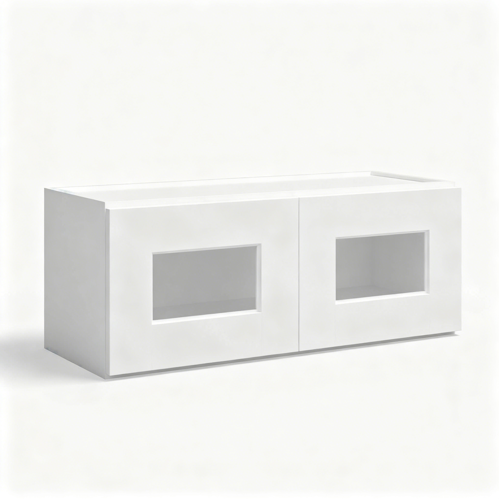 White Shaker Wall Cabinet Double Glass Doors
