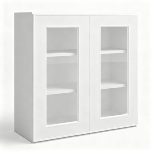 White Shaker Wall Cabinet Double Glass Doors