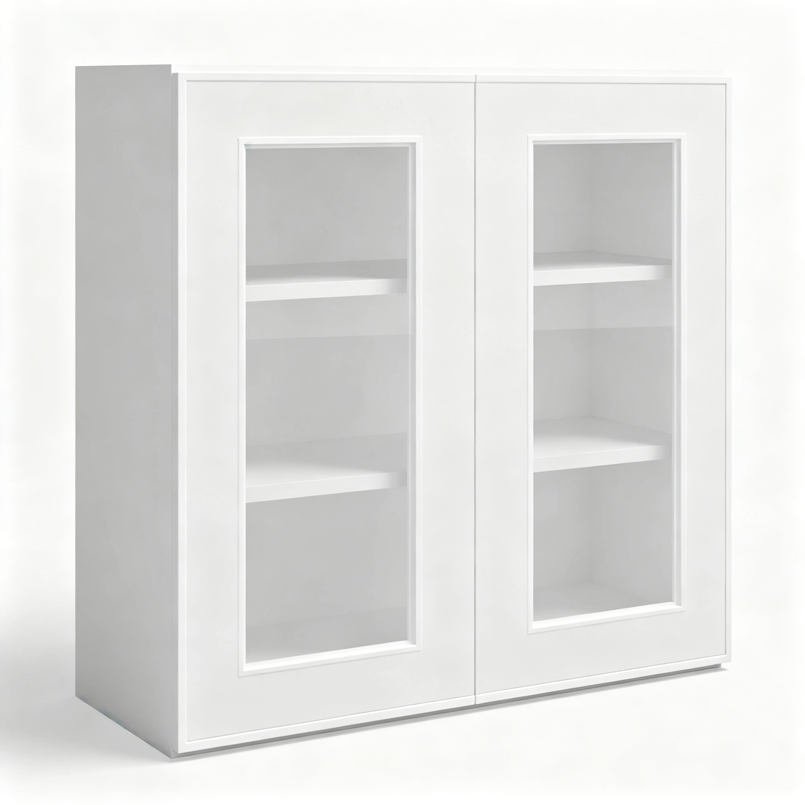 White Shaker Wall Cabinet Double Glass Doors