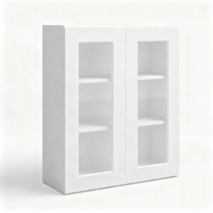 White Shaker Wall Cabinet Double Glass Door