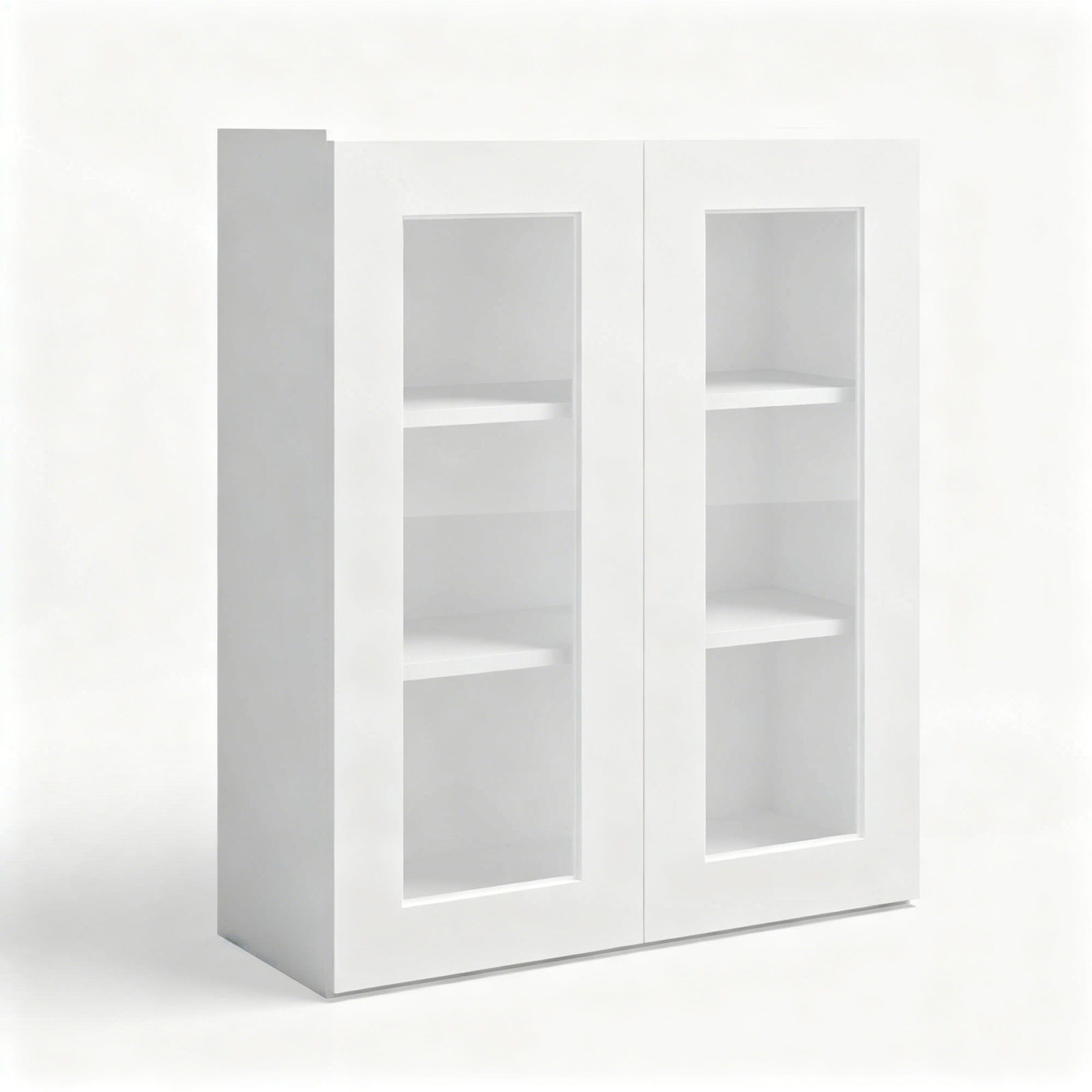 White Shaker Wall Cabinet Double Glass Door