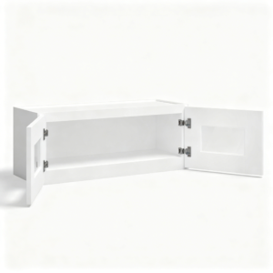 White Shaker Wall Cabinet Double Glass Doors
