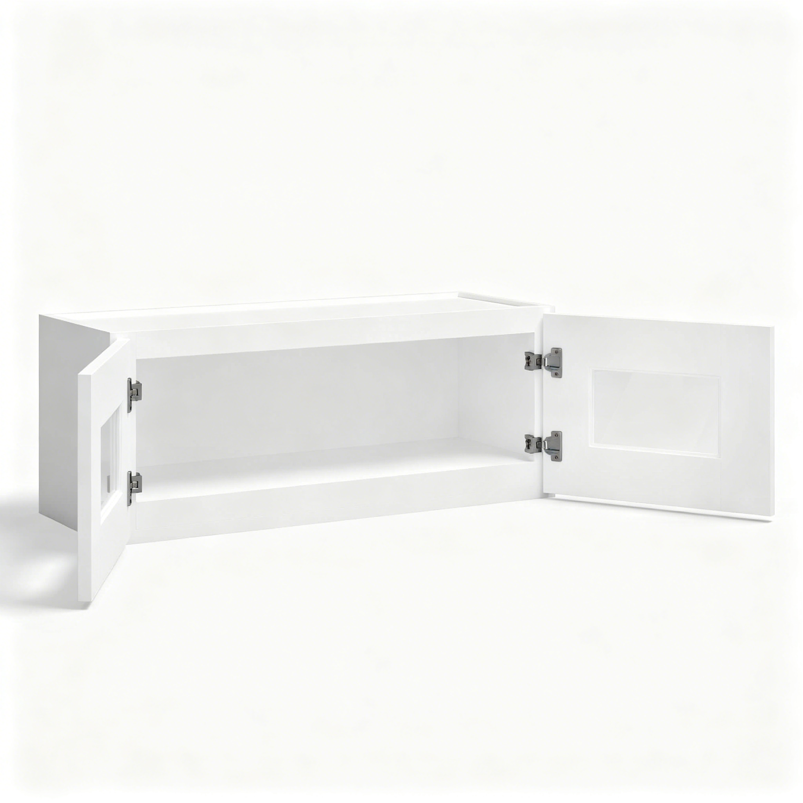 White Shaker Wall Cabinet Double Glass Doors