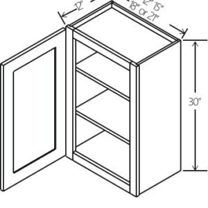 Gray Shaker Wall Cabinet Double Doors | 9"-21"W x 30"H x 12"D