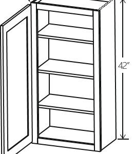 Slim White OakVanity Wall Cabinet Single Door | 9"-21"W x 42"H x 12"D