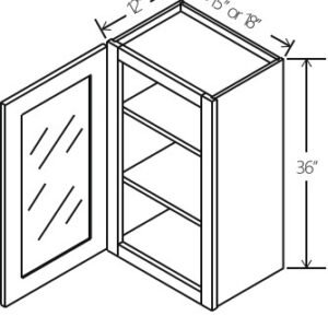 Slim White OakVanity Wall Cabinet Single Glass Door | 15"-18"W x 36"H x 12"D